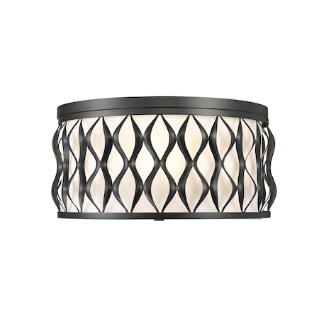 Z-Lite Harden Flush mount, 4-Light, 16.25 In.W x 8.25 In.H, Matte Black/White 1948F16-MB